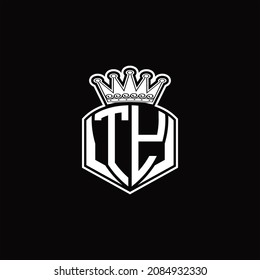 TY Logo monogram with luxury emblem shape and crown design template on black background