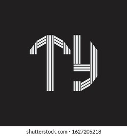 TY Logo monogram with outline style linked isolated on black background