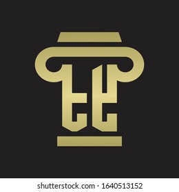 TY Logo monogram with pillar style design template with gold colors