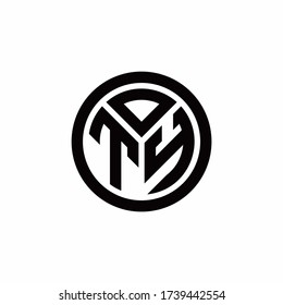 TY monogram logo with circle outline design template isolated on white background