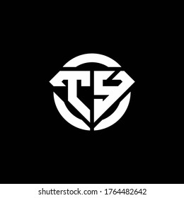TY monogram logo with diamond shape and ring circle rounded design template