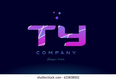 ty t y  creative color blue background pink purple magenta alphabet letter company logo vector icon