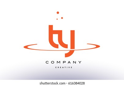 TY T Y creative orange swoosh dots alphabet company letter logo design vector icon template