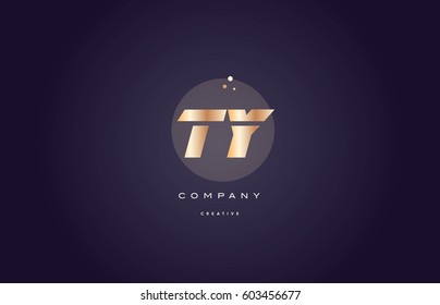 ty t y  gold yellow golden metal metallic bold luxury product modern creative gradient alphabet company logo design vector icon template