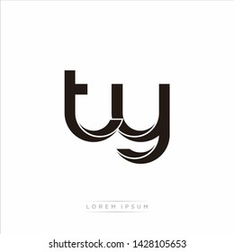 ty t y Initial Letter Split Lowercase Modern Monogram linked outline rounded logo