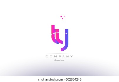 ty t y  pink purple modern creative gradient alphabet company logo design vector icon template