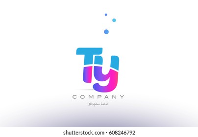 ty t y  pink purple blue white uppercase lowercase modern creative alphabet gradient company letter logo design vector icon template
