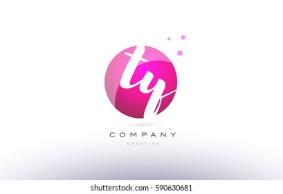 ty t y  sphere pink 3d alphabet company letter combination logo hand writting written design vector icon template 