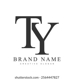TY trendy logotype template. Initial letter t and y classic font style. Creative logo for company name or identity. Vector illustration.