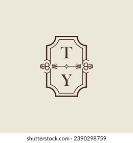 TY vintage wedding initial logo in high quality professional design that will print well across any print media