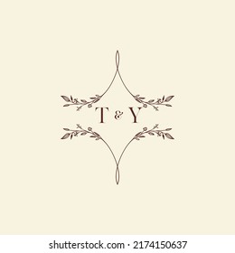 TY wedding initial logo letters in high quality professional design that will print well across any print media