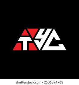 TYC triangle letter logo design with triangle shape. TYC triangle logo design monogram. TYC triangle vector logo template with red color. TYC triangular logo Simple, Elegant, and Luxurious design.