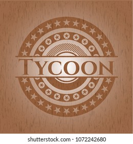 Tycoon badge with wooden background