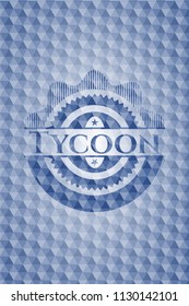 Tycoon blue badge with geometric pattern background.