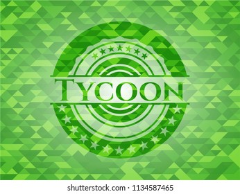 Tycoon green emblem with triangle mosaic background