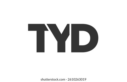 TYD logo design template with strong and modern bold text. Initial based vector logotype featuring simple and minimal typography. Trendy company identity ideal for businesses brand presence.