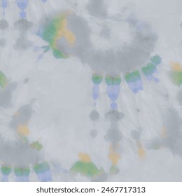 El Boho del Vector Die. Camisa azul de teñido de lazo. Tinte de corbata amarillo y verde. Grunge Batik sin costuras. Fondo de Vector blanco. El Vector Shibori. Batik azul amarillo. Acuarela Blue Swirl. Textura Grunge colorida.
