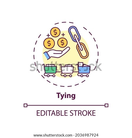 Tying concept icon. Mandatory addition idea thin line illustration. Product bundling. Purchasing unnecessary product from separate market. Vector isolated outline RGB color drawing. Editable stroke