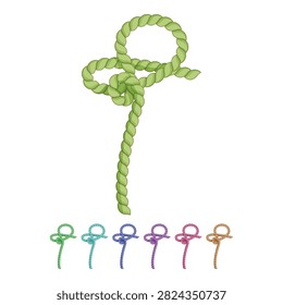 tying rope knot cartoon. loop hitch, bend splice, binding secure tying rope knot sign colorful illustration