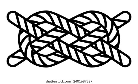 Tying sea knot icon fixing rope to knit sea knot