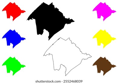 Tyler County, Estado da Virgínia Ocidental (EUA, Estados Unidos da América, EUA, EUA) mapa ilustração vetorial, rabiscar esboço Mapa de Tyler