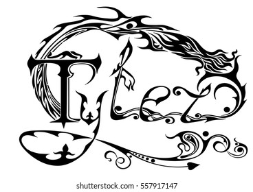 Tyler name black and white handwriting design template 