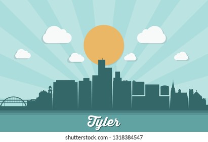 Tyler skyline - Texas, United States of America, USA - vector illustration