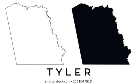 Tyler Texas map outline and black silhouette vector