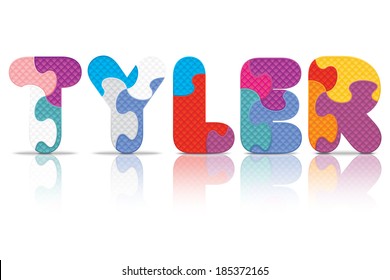 TYLER written with alphabet puzzle - vector illustration