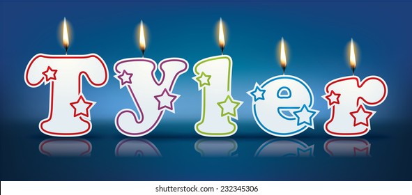 TYLER escrito con velas encendidas - ilustración vectorial