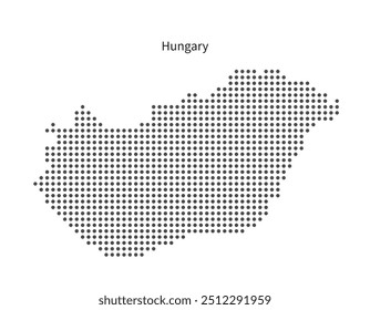 Mapa pontilhado estilizado da Hungria - Abstract Vetor Design. Silhueta Hungria em Pontos - Arte Geográfica Minimalista