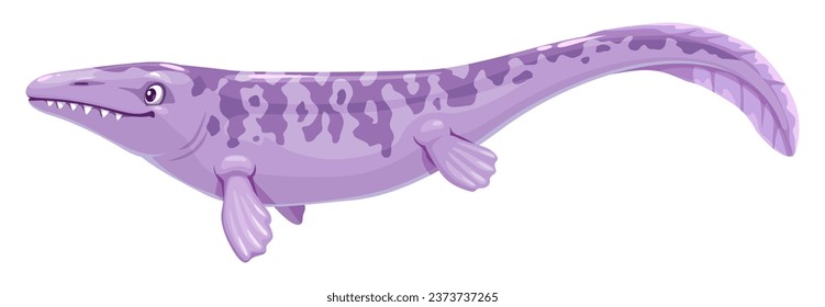 Tylosaurus dinosaur funny cartoon character. Jurassic era aquatic reptile, prehistoric sea animal or extinct underwater Tylosaurus dinosaur vector character. Paleontology lizard cheerful personage