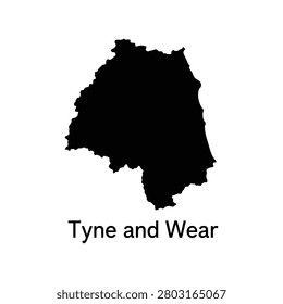 Tyne And Wear County Map Solid Silhouette Vector Design Collection