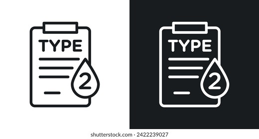 Icono de diabetes tipo 2 diseñado en un estilo de línea sobre fondo blanco.
