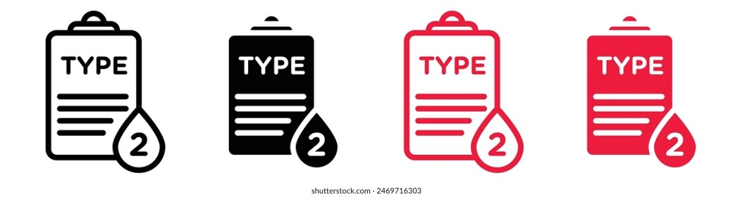 Vector de conjunto de logotipo de ícono de diabetes tipo 2