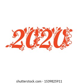 Type 2020 with plant decoration. Flora typography