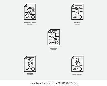 type of athlete player contract outline icon .sport law agreement pictogram isolated on white background