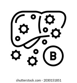 vector de icono de línea de hepatitis tipo b. signo de hepatitis tipo b. símbolo de contorno aislado ilustración negra
