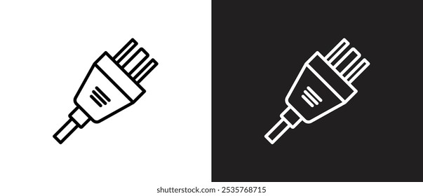 Type B power socket icon. Electrical symbol of power cable sign, Types of electrical sockets and plugs. World standard. AC power connector, International electric socket on black and white background.