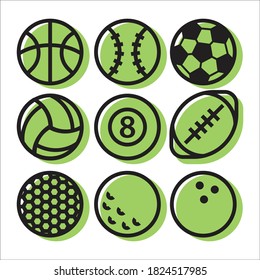 type of ball in sports icon vector images flat design