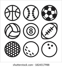 type of ball in sports icon vector images flat design