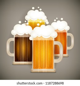 Type of beer glass mug with froth on beer, for Oktoberfest. Vector illustration.