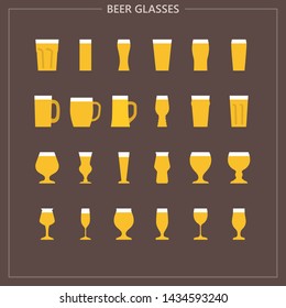 Type of beer glasses (colored iconset)