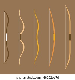 type of bow archery collection illustration, flat design