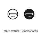 Type C data cable icon or USB Type C icon Vector Isolated. Type C data cable icon for websites, product packaging design element, and more.