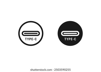 Datenkabelsymbol vom Typ C oder USB-Symbol vom Typ C, Vektor isoliert. Typ C-Datenkabel-Symbol für Websites, Produktverpackungs-Design-Element und mehr.