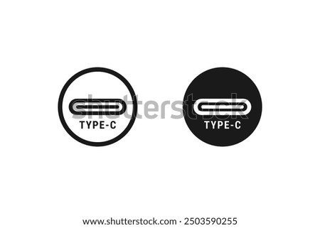 Type C data cable icon or USB Type C icon Vector Isolated. Type C data cable icon for websites, product packaging design element, and more.