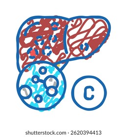 Tipo C Hepatitis Doodle Icono Croquis Vector. Tipo C Hepatitis Signo