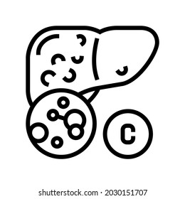 vector de icono de línea de hepatitis tipo c. signo de hepatitis tipo c. símbolo de contorno aislado ilustración negra