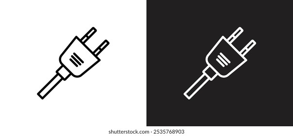 Type C power socket icon. Electrical symbol of power cable sign, Types of electrical sockets and plugs. World standard. AC power connector, International electric socket on black and white background.